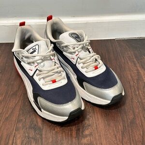 Puma Silver and Navy Men's Sneakers